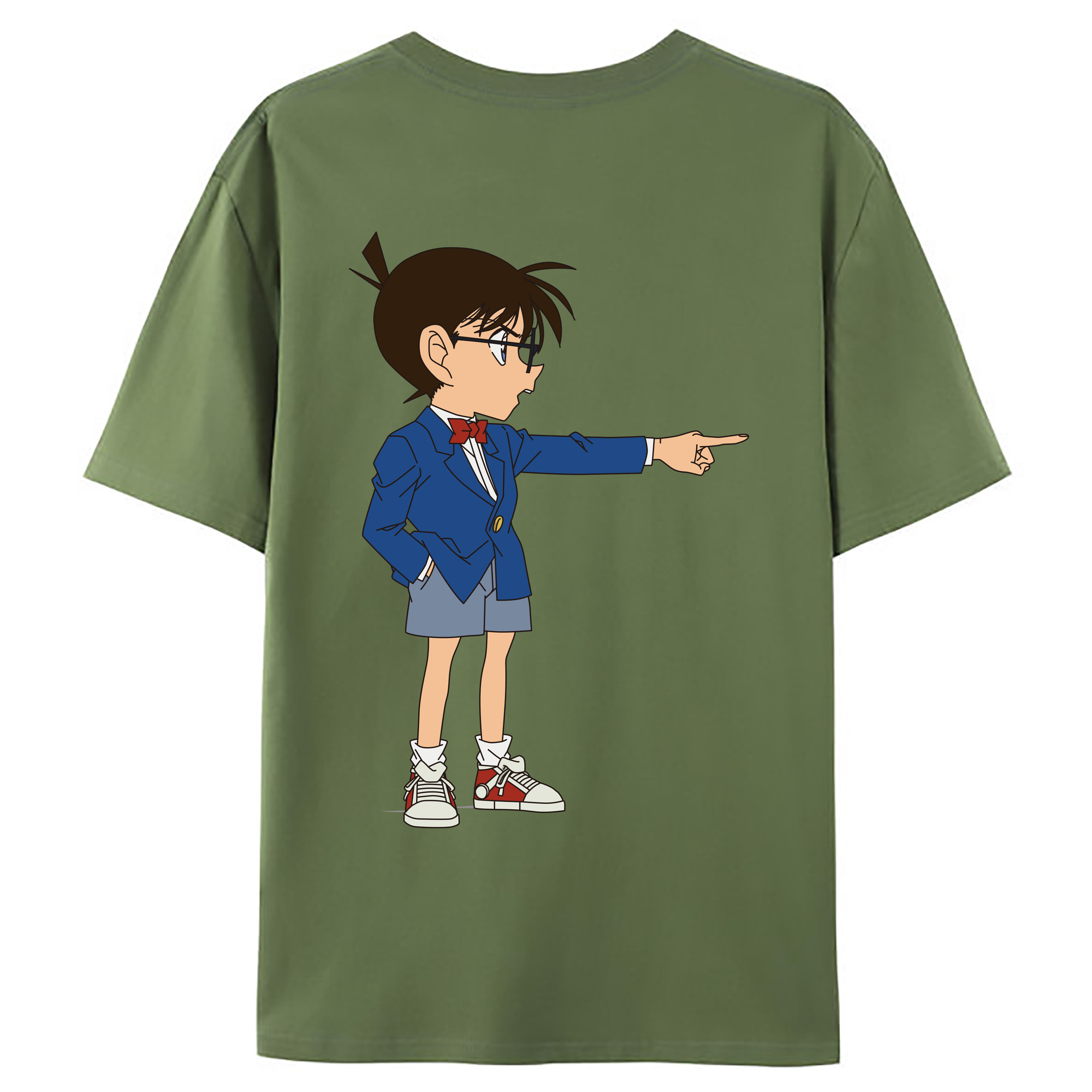 （画像用） 名探偵コナン 江戸川 コナン Detective Conan Conan Edogawa 綿100％ メンズ半袖Tシャツ（バックプリント） 通気性